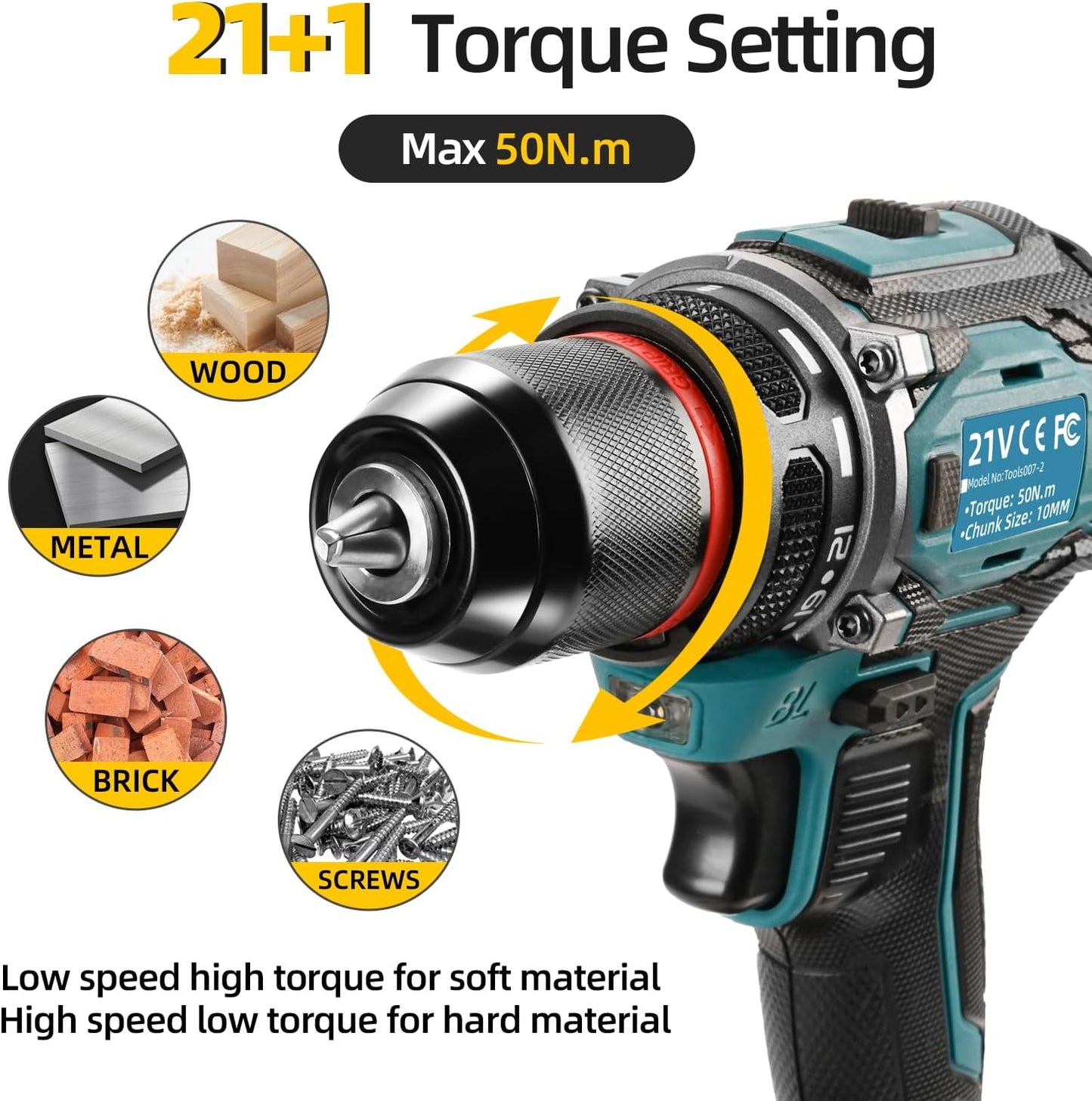 21V Cordless Power Drill Set