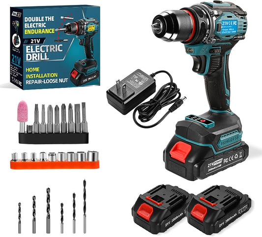 21V Cordless Power Drill Set